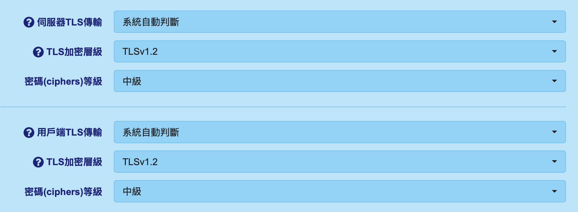 服器TLS傳輸 與 用戶端TLS傳輸